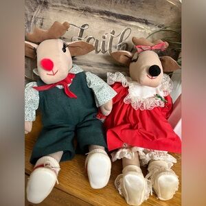 Vintage Ragdoll Boy & Girl Reindeer